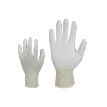 Elastsed töökindad art. 124 polüestrist, polüuretaaniga kaetud, valged